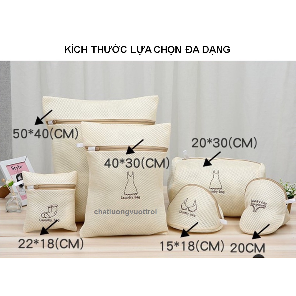 Túi Giặt Đồ Máy Giặt Cao Cấp 2 Lớp Dày Dặn - Giặt Quần Áo, Áo Ngực, Quần Lót, Vớ Có Khóa Kéo Chắc Chắn