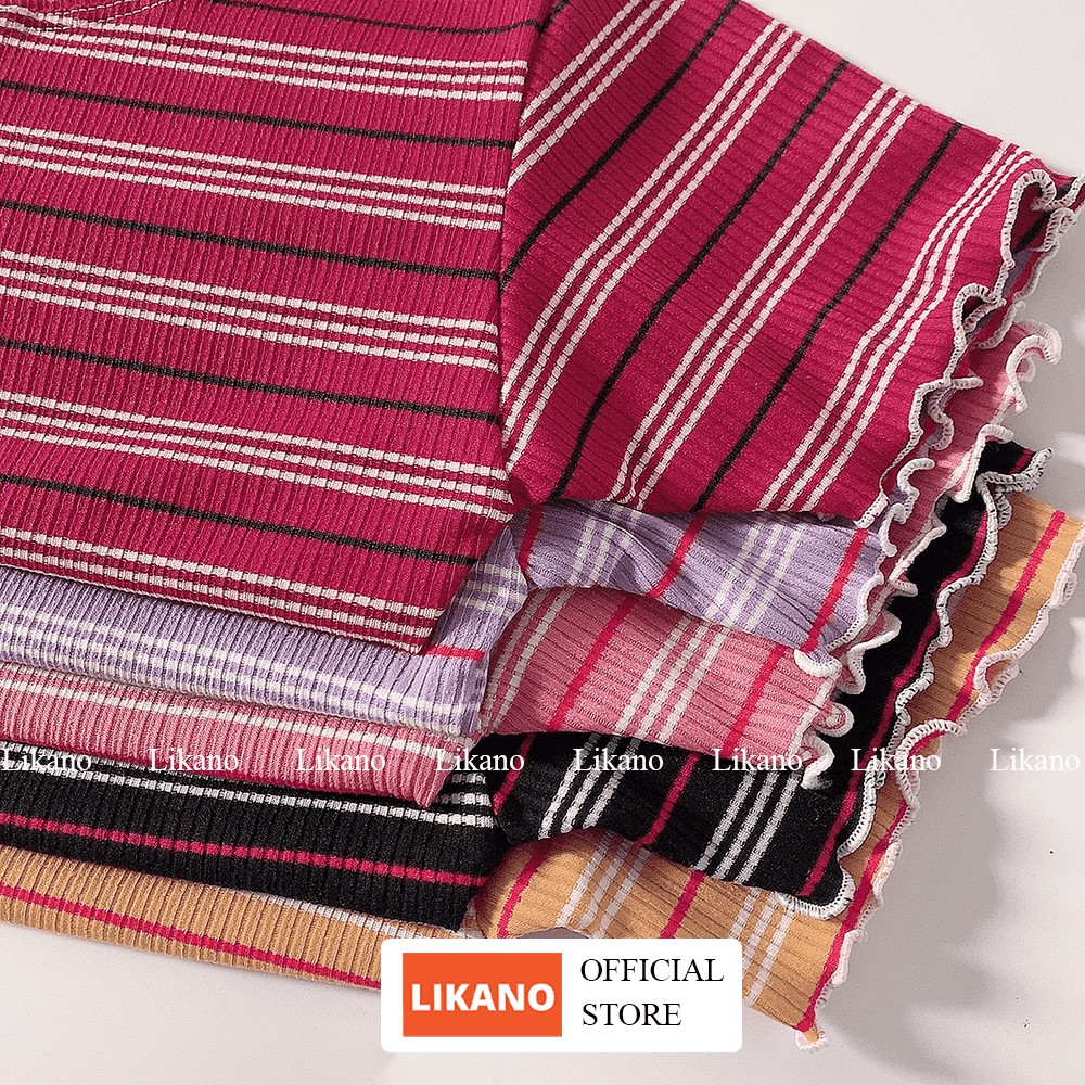 Áo croptop khoét tim sọc nhiều màu LIKANO CRT56