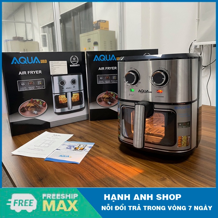 Nồi chiên không dầu 9.5L AQUA AM 598 , Thiết kế mặt kính dễ dàng kiểm soát đồ nướng , Bảo hành 12 tháng