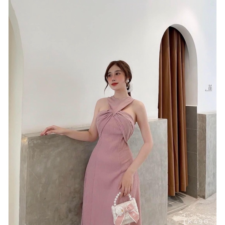 Đầm dự tiệc maxi cổ yếm