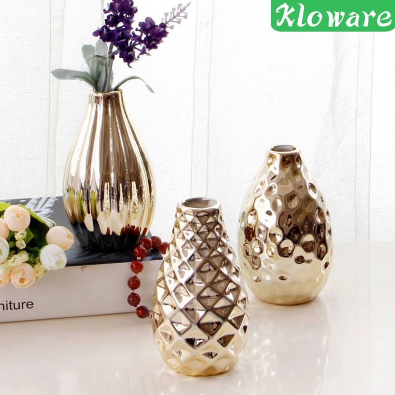 Bình Hoa Bằng Gốm Sứ Màu Vàng Đồng Sang Trọng Dùng Trang Trí Bàn Phong Cách 1