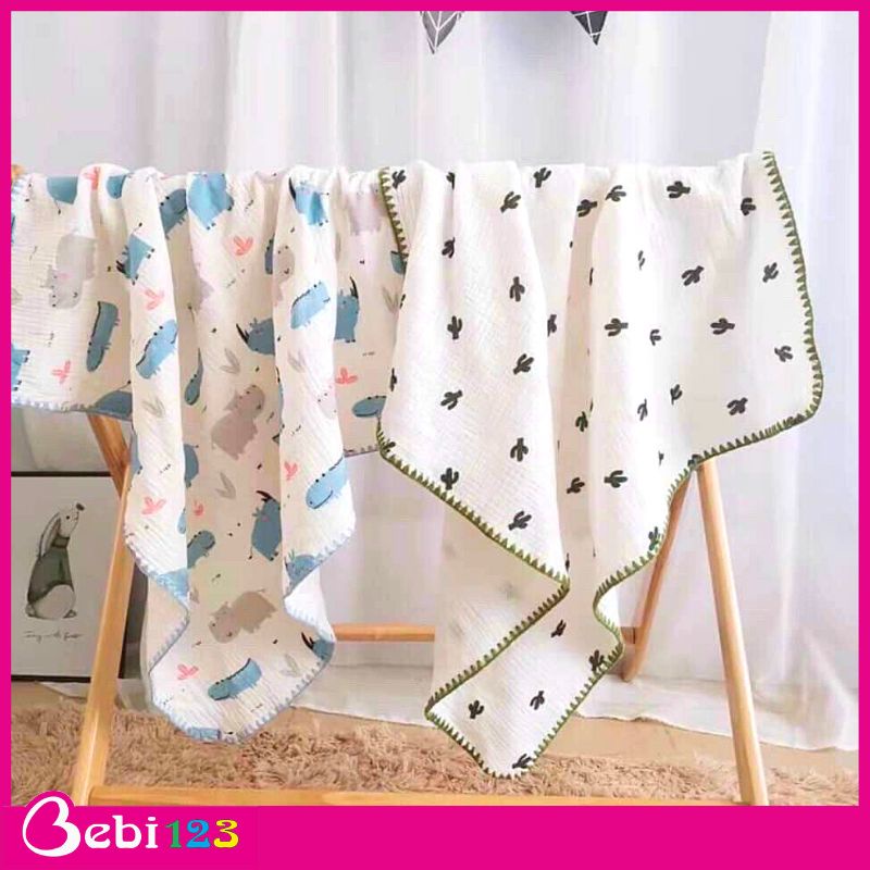 Khăn, Mền xốp sợi tre bo viền Kiluta 4 lớp siêu mềm thấm hút tốt 80x100 cho bé