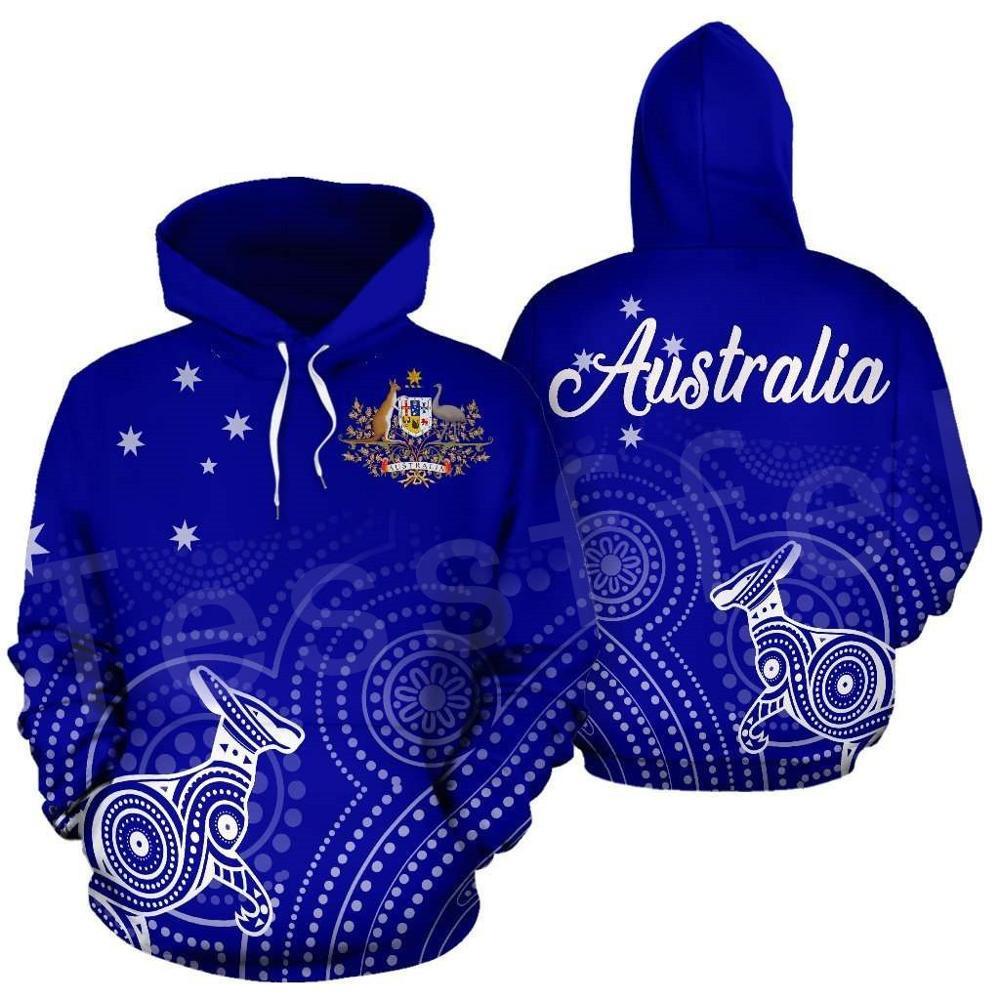 Áo Khoác Hoodie Tay Dài In Hình Cờ Nước Úc 3D Thời Trang Unisex Có Khóa Kéo/Áo Khoác A-5