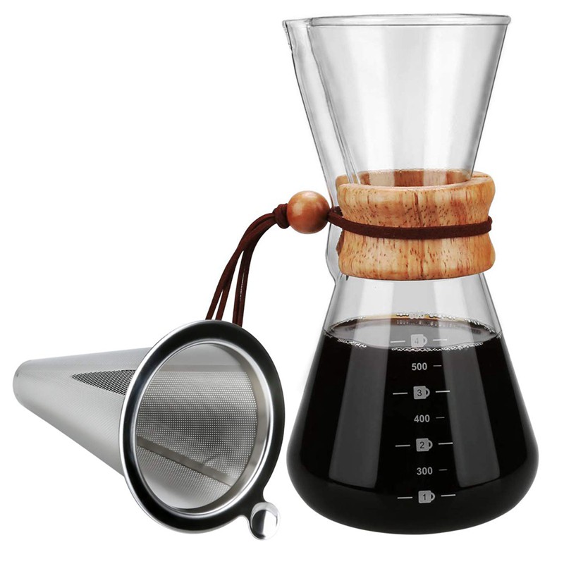 Pour over Coffee Maker, Borosilicate Glass Carafe Stainless Steel#HAVN