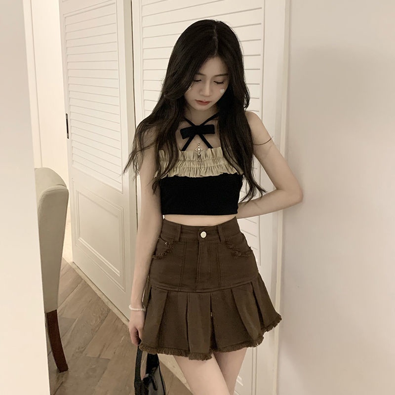Chân Váy Denim Chữ A Lưng Cao Thời Trang