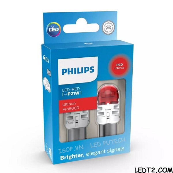 [LEDT2 ISOP] Đèn hậu (phanh, stop) LED Philips Ultinon Pro6000 chân S25 [Bảo hành 5 năm]