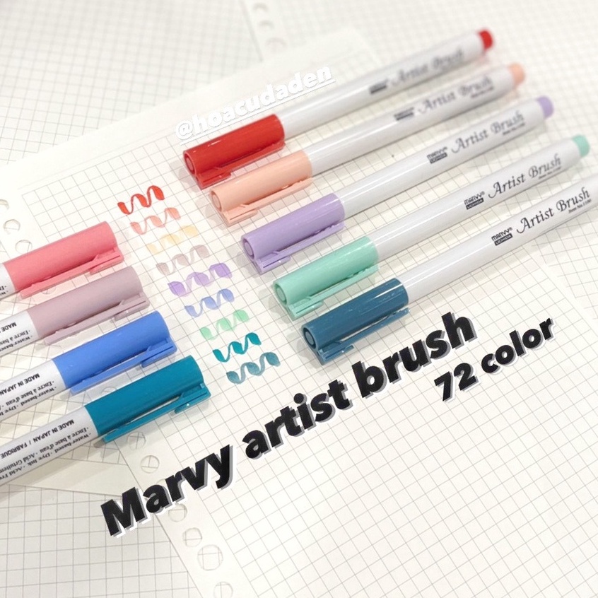 [DA ĐEN] P2 - Bút Marvy Artist Brush 1100 - 72 Màu