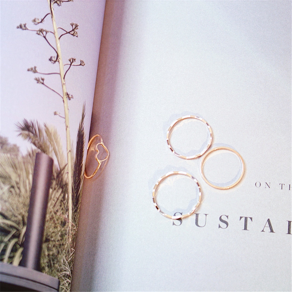 Bộ 4 nhẫn thiết kế đơn giản phong cách Hàn thời trang cho nữ