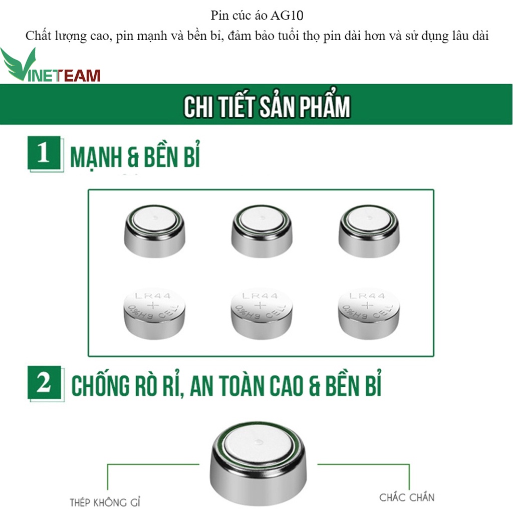 1 vỉ 10 viên pin cúc áo 1.5V AG10 / LR1130W / 389A / CX189 Alkaline Battery -dc4776