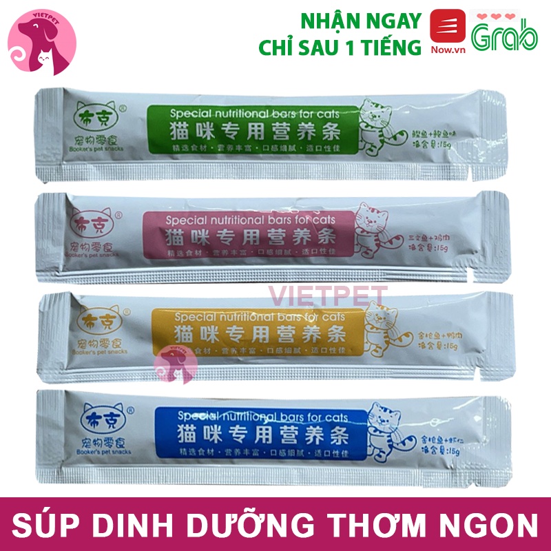 Thanh súp thưởng VIETPET cho mèo | Súp mèo giá rẻ thanh 15g (Full 4 vị thơm ngon)