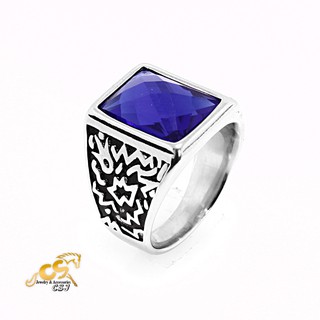 Nhẫn inox nam đá xanh tím