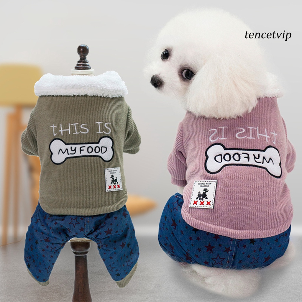 Áo khoác cotton dày dặn thêu họa tiết thời trang mùa đông dành cho thú cưng