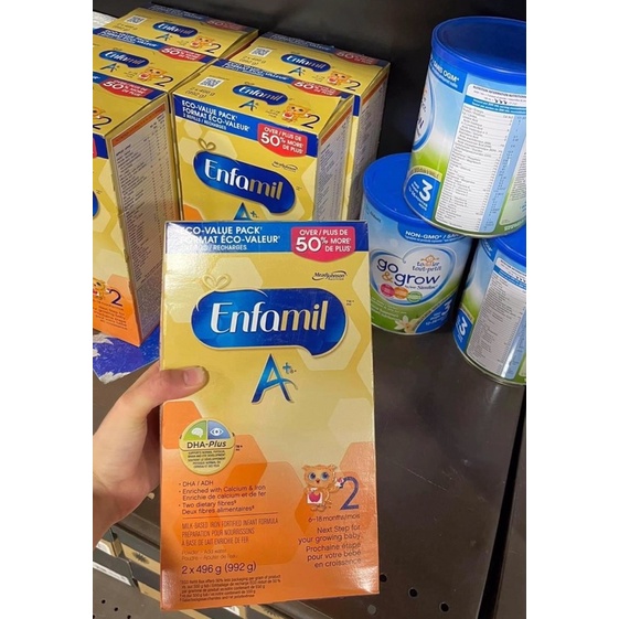 Sữa Enfamil A+ Canada số 2 cho bé 6-18 tháng, hộp giấy 992g