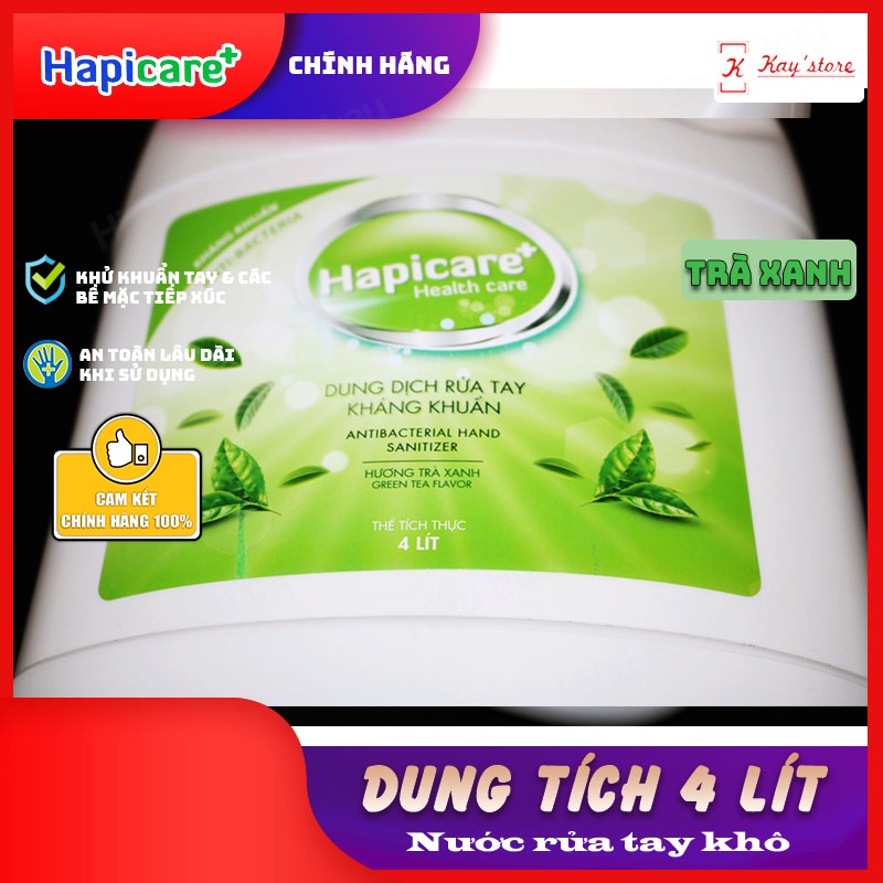 Can nước rửa tay khô kháng khuẩn HapiCare+ (4 Lít) rửa tay sát khuẩn