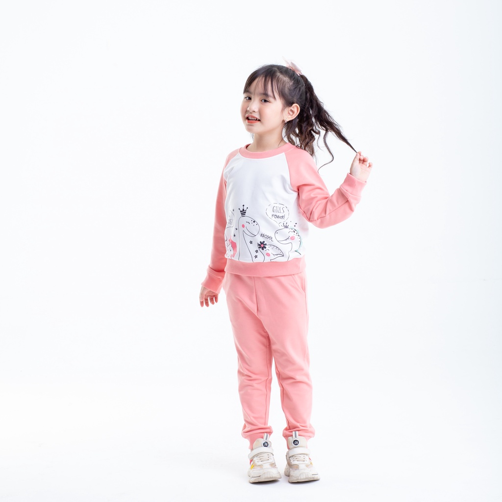 Bộ nỉ da cá dày dặn cho bé gái từ 1-8 tuổi thiết kế cao cấp Herokids GB39
