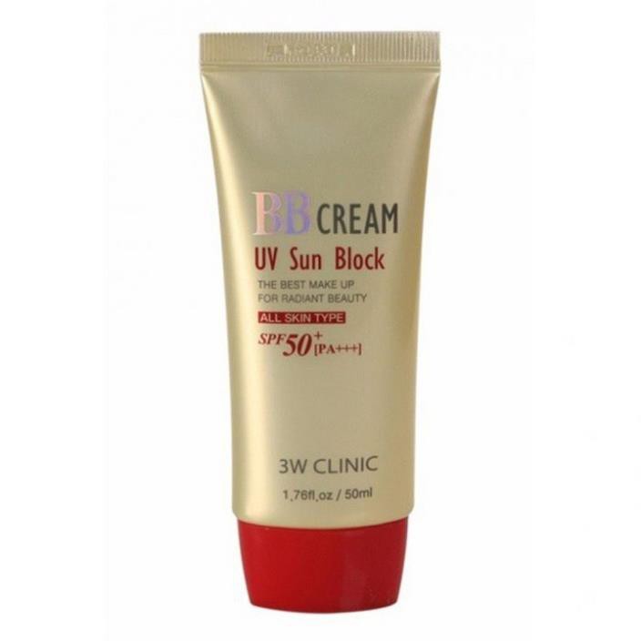 Kem nền trang điểm chống nắng BB Cream UV Sun Block 3W Clinic Hàn Quốc 50ml giúp bảo vệ da trắng sáng tự nhiên