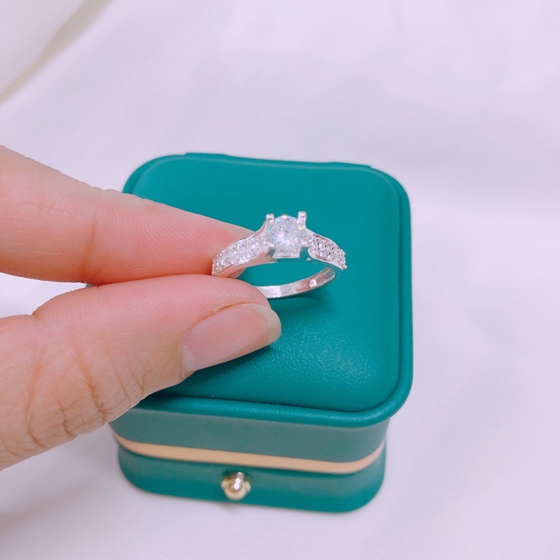 Xả hàng nhẫn nữ bạc ta gắn đá 4 chấu sáng đẹp thời trang, nhẫn bạc chuẩn kèm video - Bạc Bibi