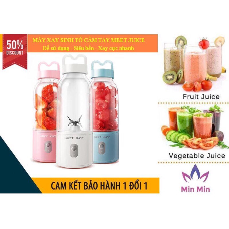 Máy xay sinh tố hoa quả cầm tay mini Meet Juice 500ml tiện dụng đi du lịch, đi học, đi làm - SunStoreVN
