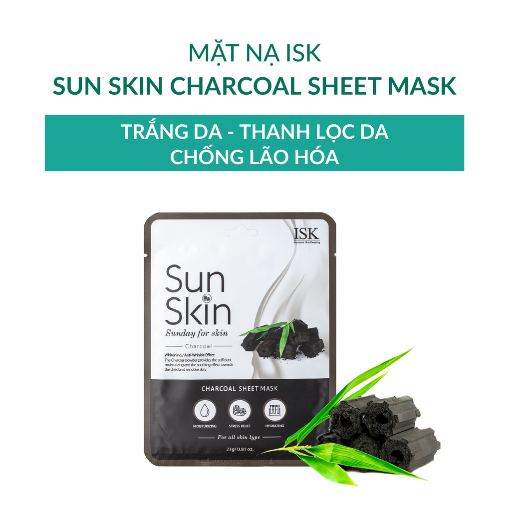 Mặt Nạ ISK Than SUNSKIN CHARCOAL Sheet Mask  - Hàn Quốc chính hãng