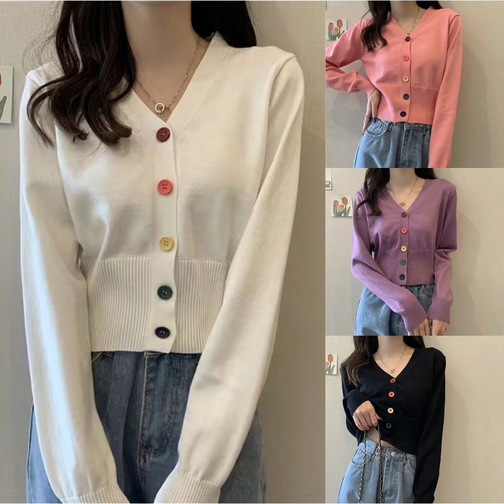 Áo khoác Cardigan dệt kim cổ chữ v phong cách Hàn quốc | WebRaoVat - webraovat.net.vn