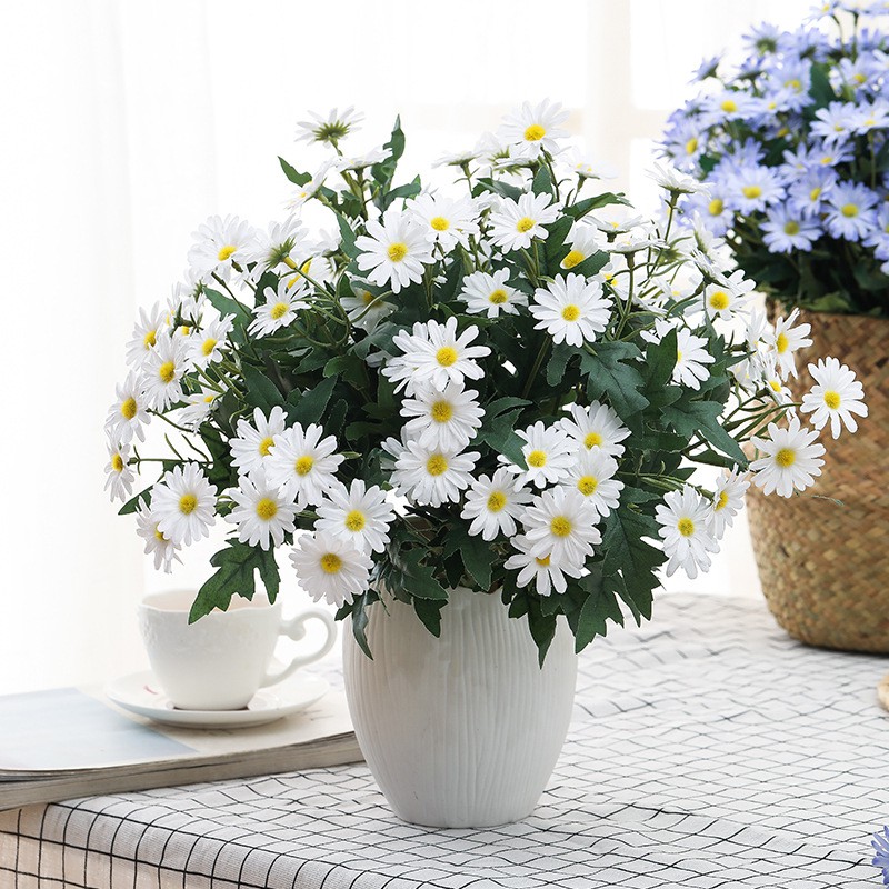 Cúc hoạ mi cao cấp (hoa lụa) 38cm 23-25bông -Hoa giả-Hoa lụa Daisy loại đẹp như thật trang trí nội thất phòng khách, văn