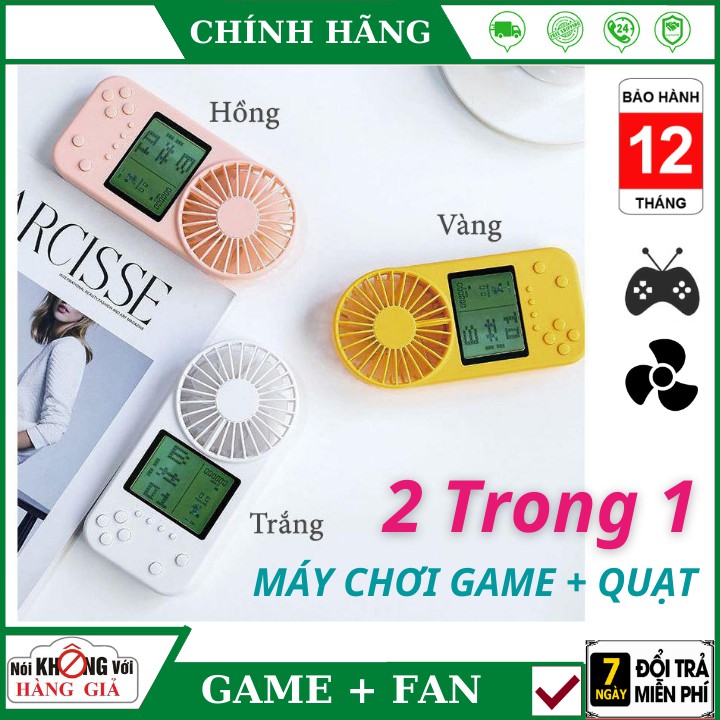 Máy chơi game điện tử cầm tay kèm quạt siêu mát với 26 trò chơi kinh điển , bảo hành 12 tháng