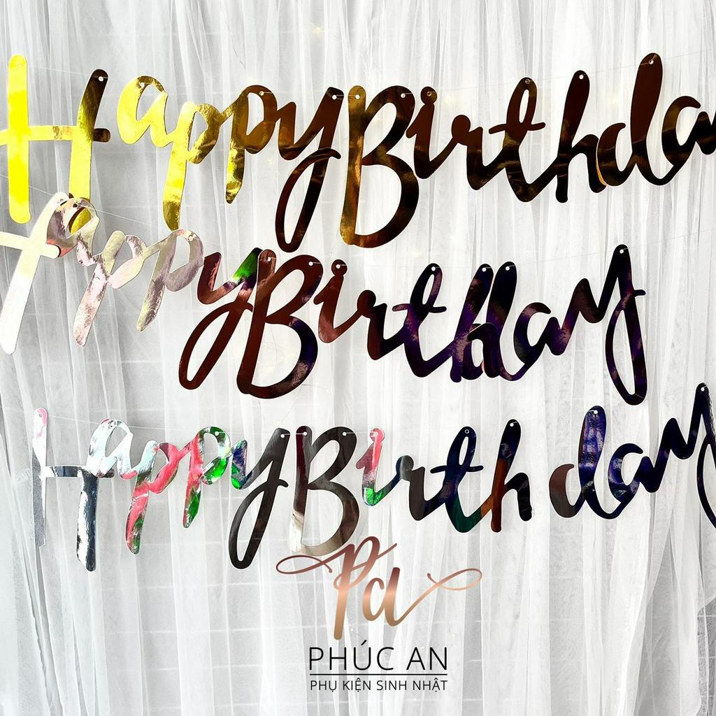 Dây chữ HPBD ép kim phản quang mừng sinh nhật chữ kiểu