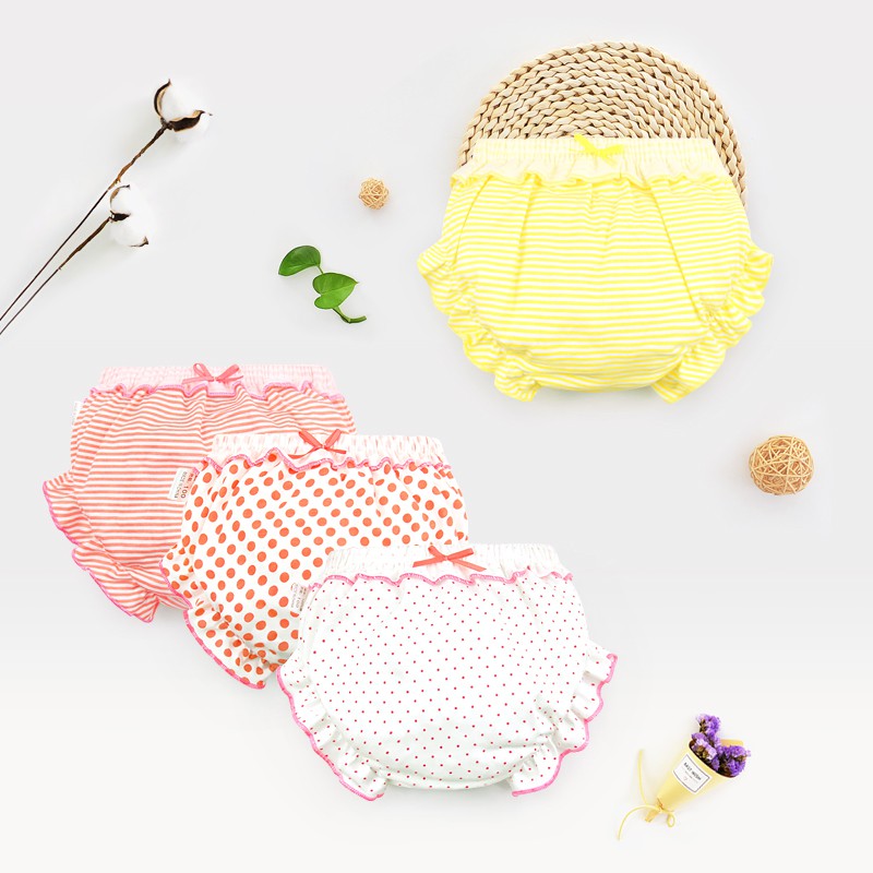 Set 4 Quần Lót Cotton Nhiều Màu Cho Bé Gái Từ 0-3 Tuổi