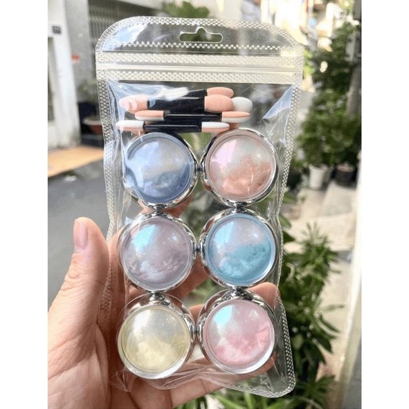 Set Tráng Gương 6 Hũ Nhiều Màu - manh219