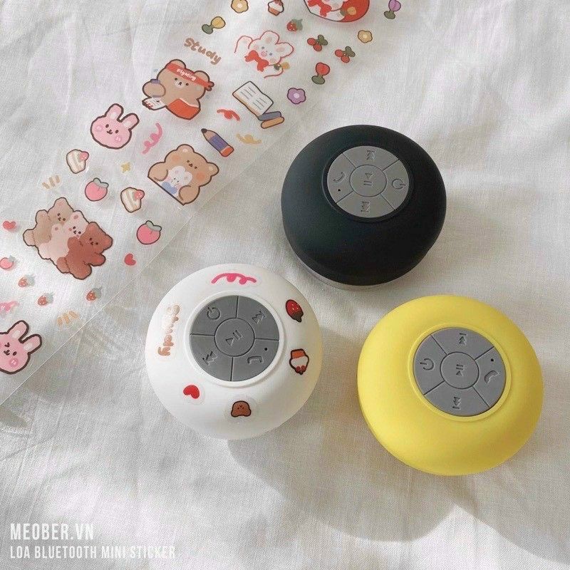 Loa bluetooth không dây , loa nhà tắm chống thấm nước nhỏ gọn tiện dụng _ tặng kèm sticker đẹp dễ thương