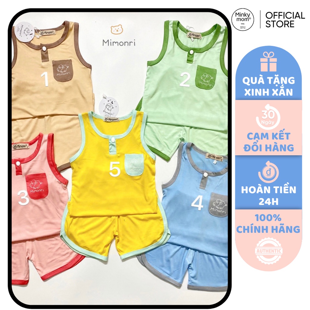 [SALE] Bộ Ba Lỗ Cho Bé Trai, Bé Gái KIMCHIBABY Vải Thun Lạnh Túi Ngực Cổ Viền, Đồ Bộ Cho Bé Mặc Nhà KW2213