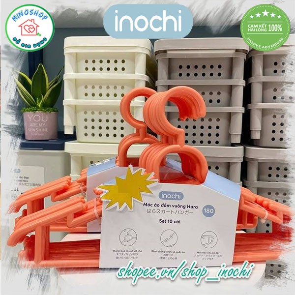 [ Set 10] Móc Quần Áo Vuông Hara 180 Tiện Lợi, Móc Áo Đầm Vuông Cao Cấp Inochi