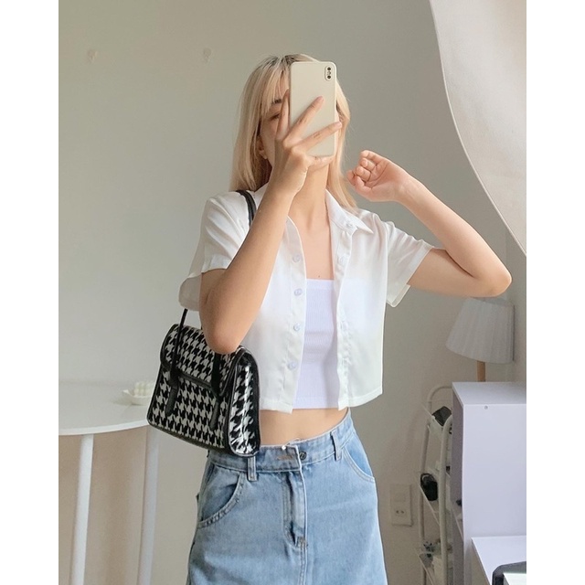 Chân váy jeans basic nhạt có xẻ