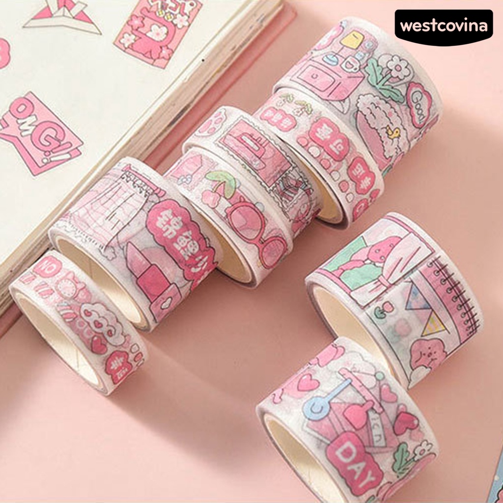 [Hot]✍Set 8 Cuộn Băng Dính Washi Dùng Trang Trí Sổ Tay DIY