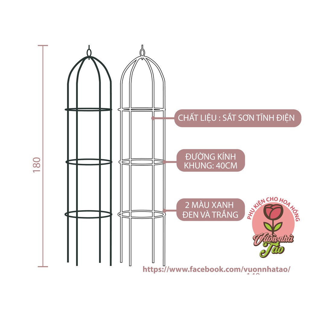 Khung leo dạng tháp chuông cho hoa hồng