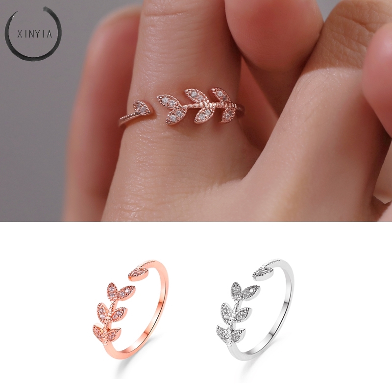 Nhẫn bạc Knuckle Cây bạc lá mở điều chỉnh