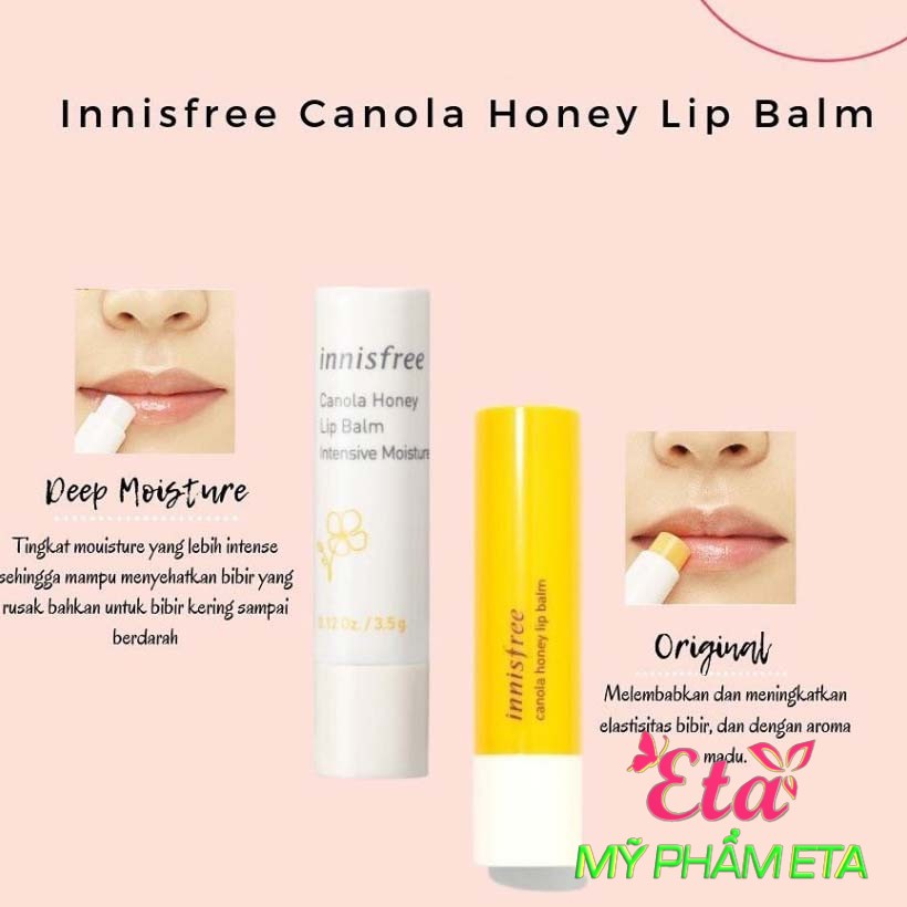 Son dưỡng môi Innisfree CANOLA HONEY Lip Balm chiết xuất mật ong chống môi khô và nứt nẻ