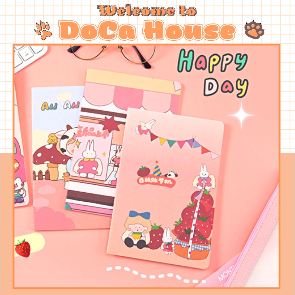 Sổ ghi chép kẻ ngang hoạt hình cute, vở gáy khâu cỡ A5 bìa in hình đáng yêu
