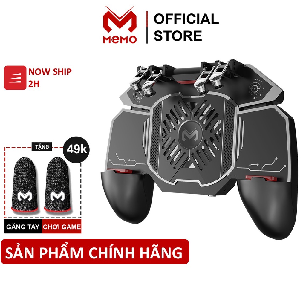 Tay cầm chơi game kèm tản nhiệt MEMO AK88 pin 1200mAh tăng tốc 6 ngón linh hoạt cho điện thoại - Hàng Chính hãng