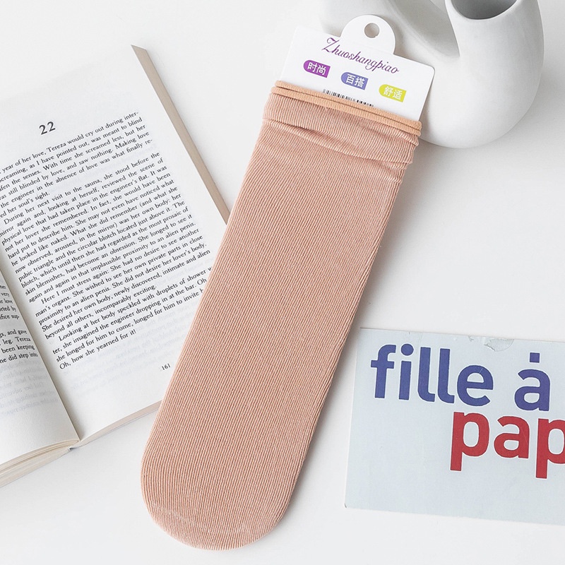 Vớ Cotton Mỏng Màu Trơn Cổ Cao Vừa Thời Trang Cho Nữ