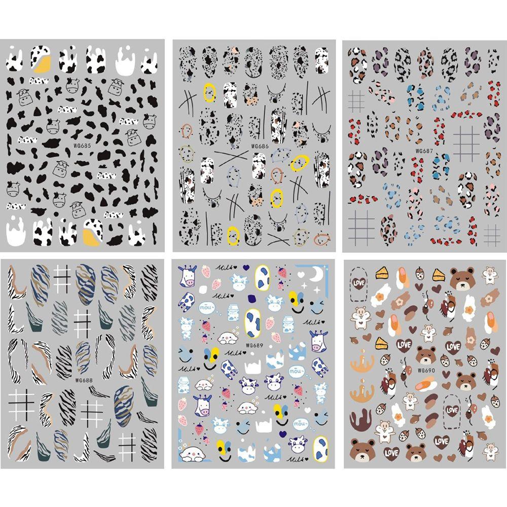 Miếng Dán Trang Trí Móng Tay Tự Dính Họa Tiết Da Báo / Bò Sữa Thời Trang