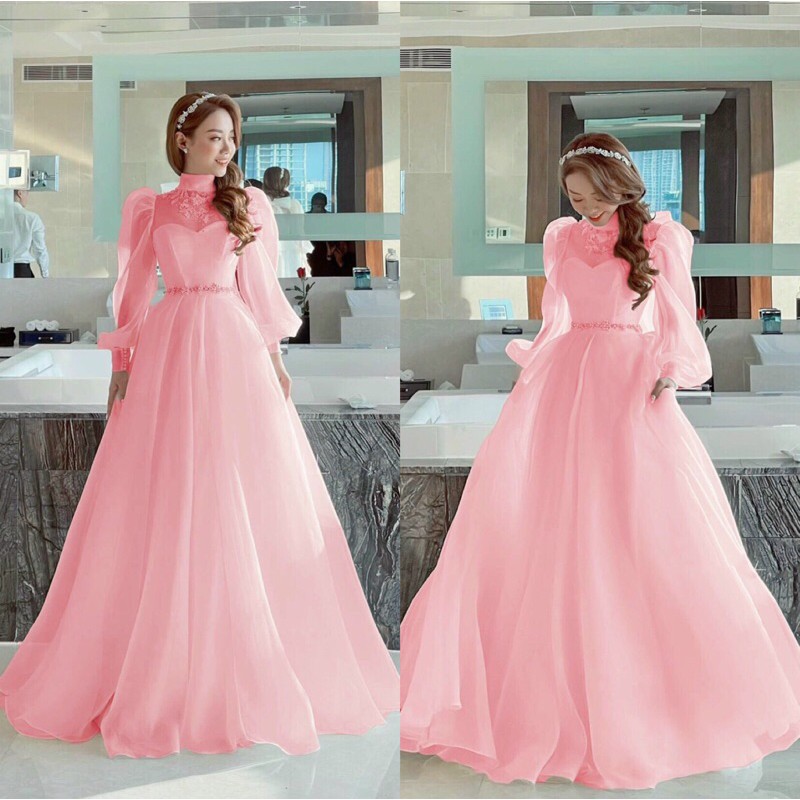 đầm maxi tay bồng đính hoa ( ẢNH VÀ VIDEO THẬT 10000% )