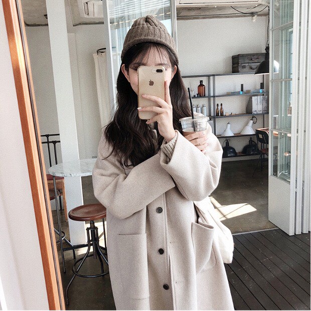 Áo Dạ Cao Cấp Dáng Dài Hai Màu Trắng Kem Đen