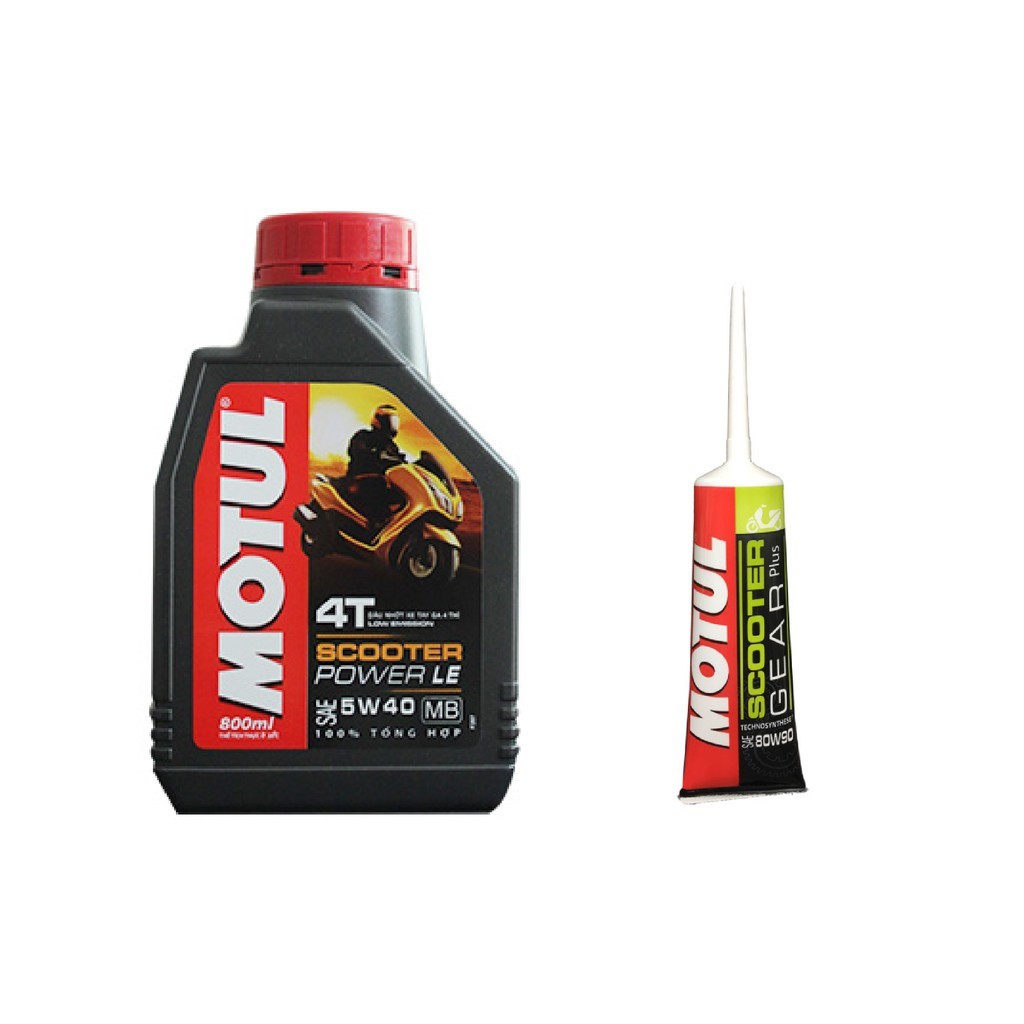 COMBO NHỚT GA MOTUL SCOOTER POWER LE 5W-40 0,8L + NHỚP LÁP MOTUL