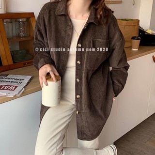 Áo sơmi nhung oversize