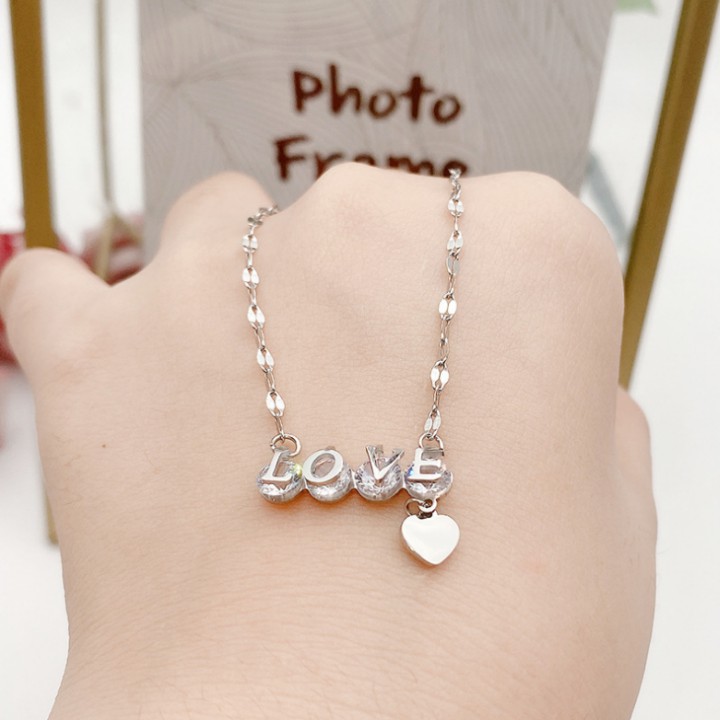 Dây chuyền nữ tặng bạn gái titan love trái tim - Hàng chuẩn titan màu sắc bóng đẹp - Cam kết 1 đổi 1 nếu đen và gỉ sét