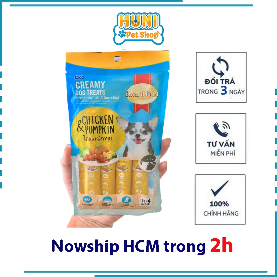 SmartHeart Creamy Dog Treats - Bánh Thưởng Dạng Kem ( 15g x 4 Thanh) - Huni petshop