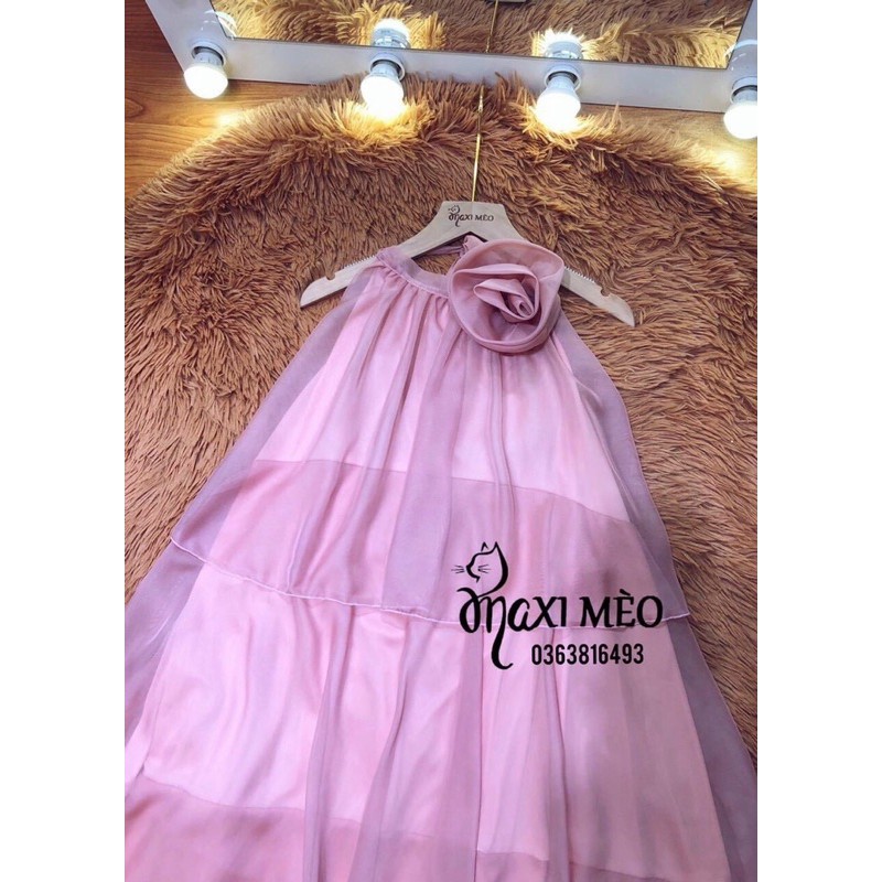 Đầm maxi voan tầng yếm hoa cổ | BigBuy360 - bigbuy360.vn