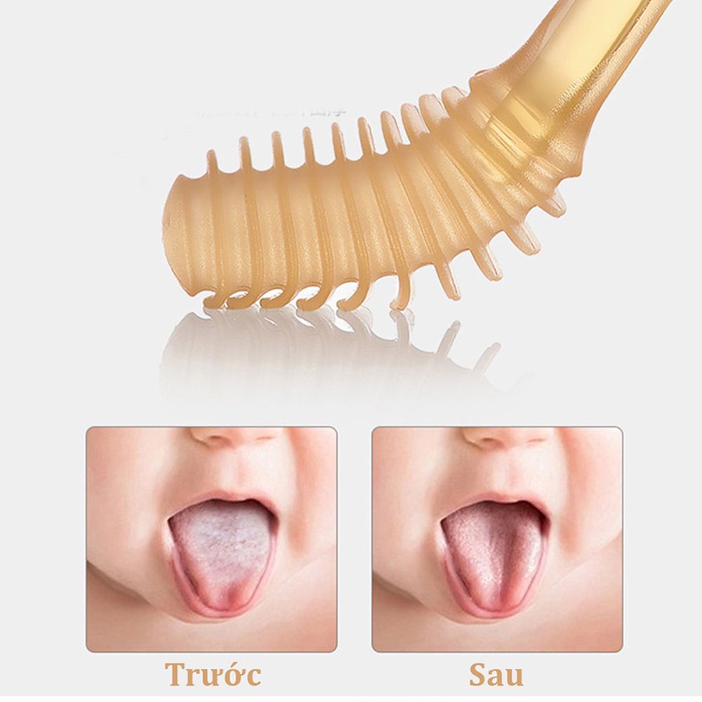 Bộ bàn chải rơ lưỡi silicon kèm cốc đựng cho bé sơ sinh