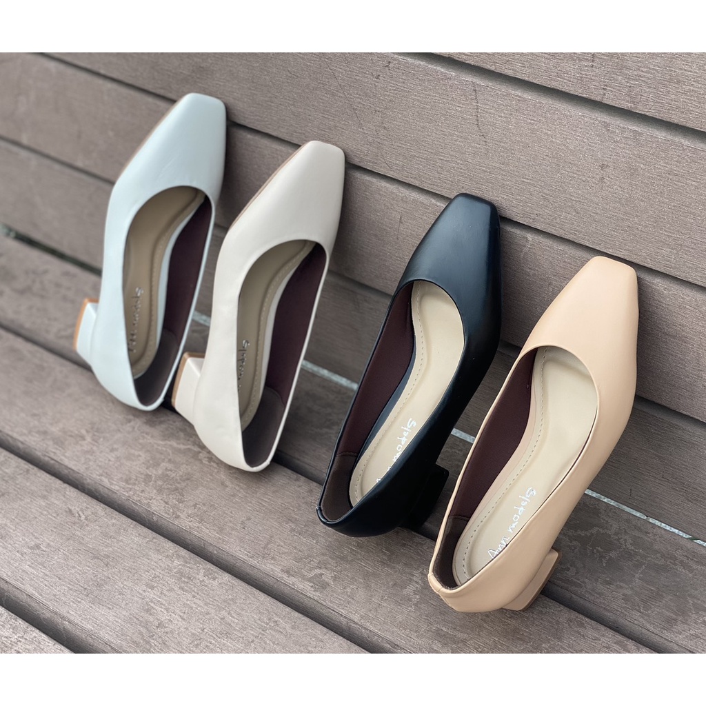 Giày cao gót công sở nữ 3 phân mũi vuông gót vuông da mềm cao cấp